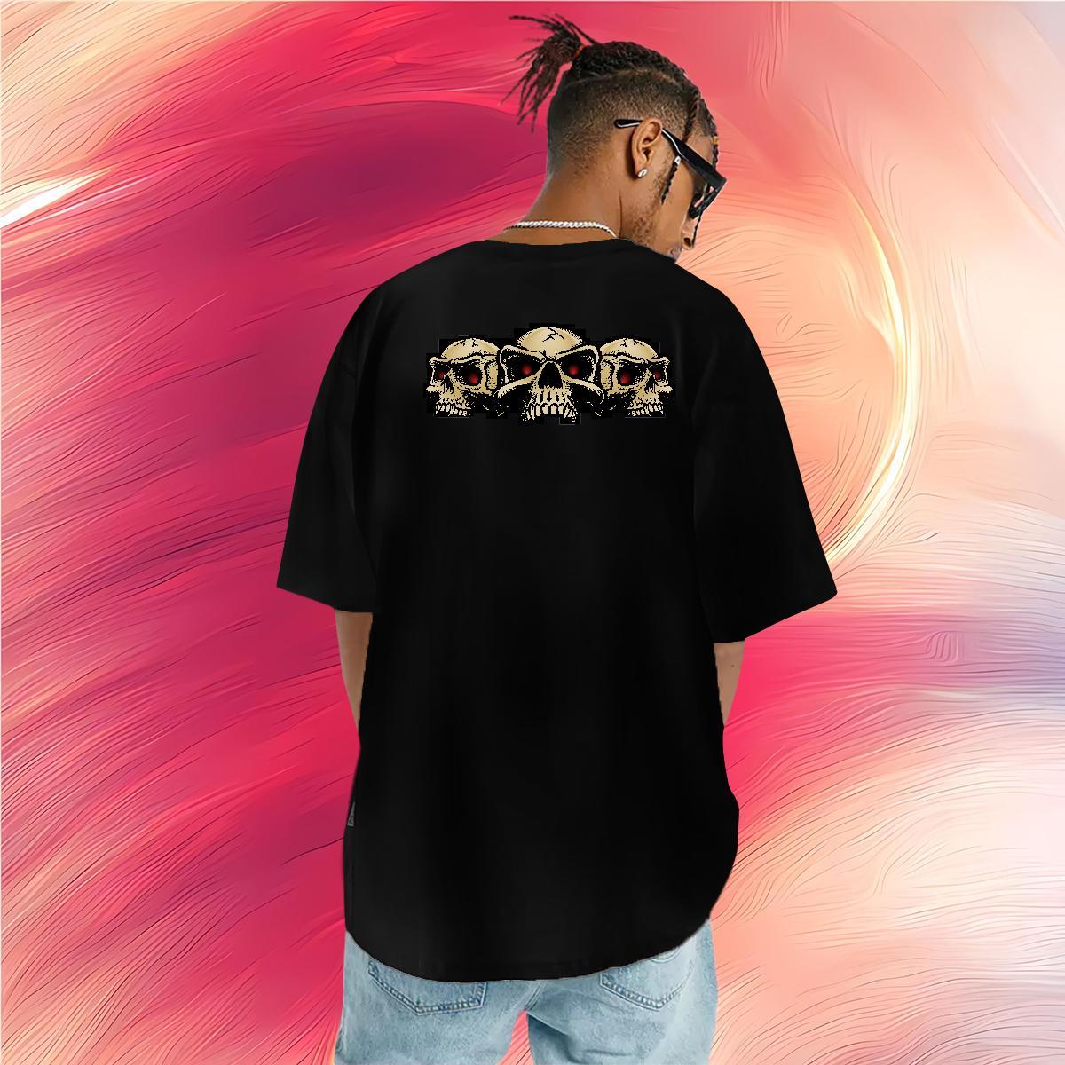 Factory Direct Men T Shirts skull Clothes 230g Cotton Street Popular Skull Round Neck Short Sleeve Men Tshirts