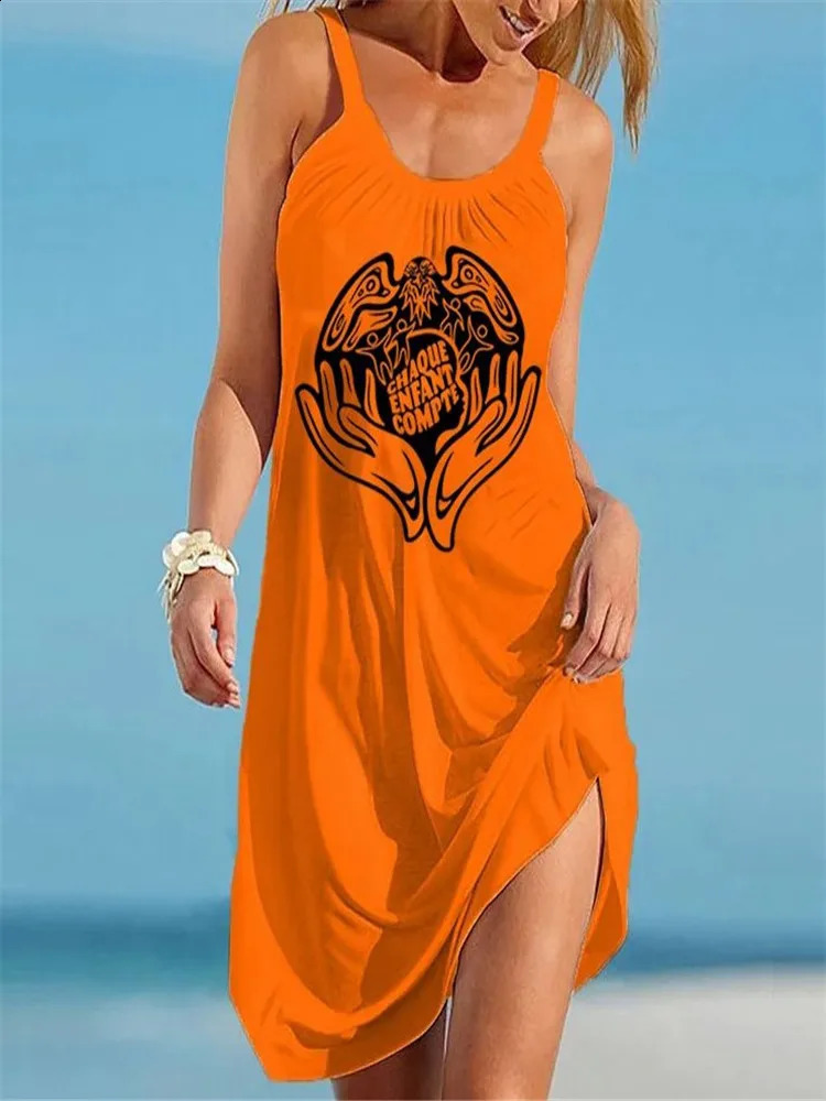 Summer Fashion Womens Pattern Printed Wide Edge Strap Dress Sexy Sleeveless 240809