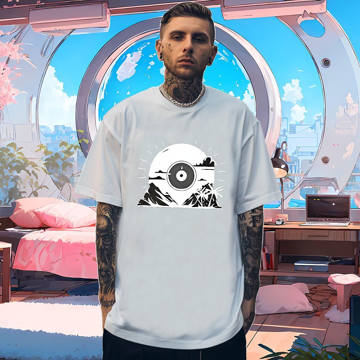 Brand Mens Tshirts mountains 230g Cotton Daily Wear O Neck Short Sleeves T Shirts Men Custom Print Plus Size DIY Clothings