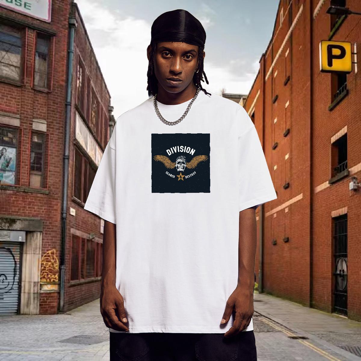 Casual New T shirt skull Tee Shirt 230g Pure Cotton Street Wear High Quality Skull Crew Neck Breathable Men Tshirts