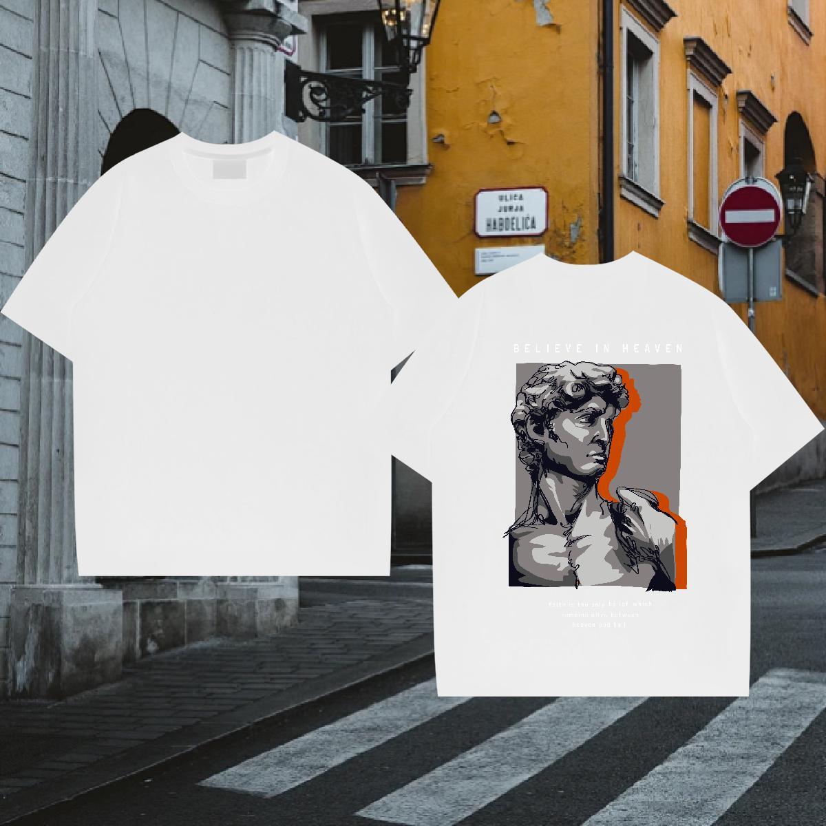 2024 Man T Shirts portrait Tops 230g Pure Cotton Anime Printing Street Free Shipping Cartoon Print Crew Neck Breathable Couples T Shirts