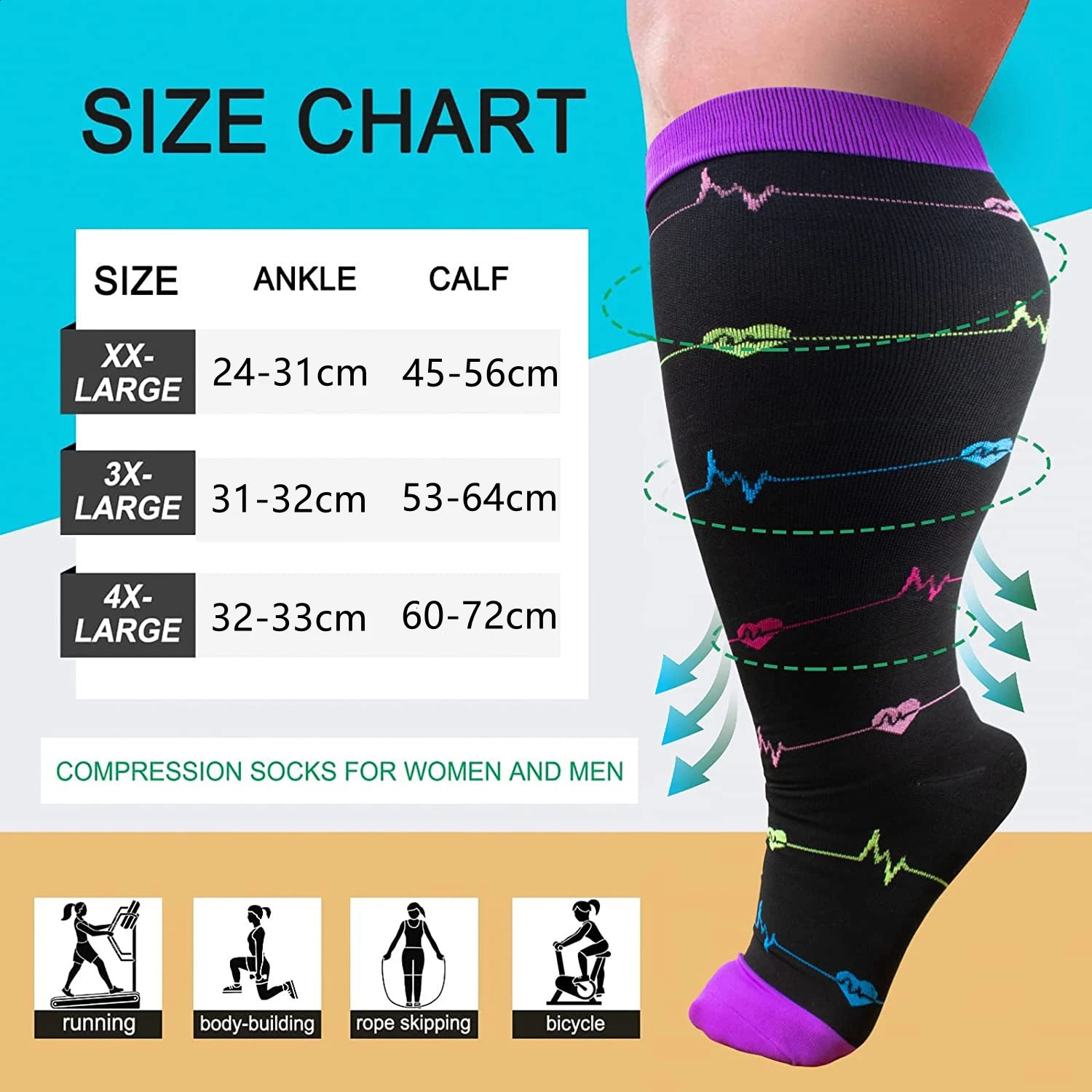 35 Pairs Compression Socks Varicose Veins Knee High Sock Anti Fatigue Pain Relief Sportrs Compression Socks Travel Plus Size 240812