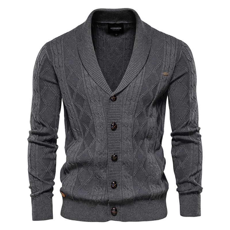 AIOPESON cotton Agar cardigan mens casual single chest solid color business winter fashion sweater 240809
