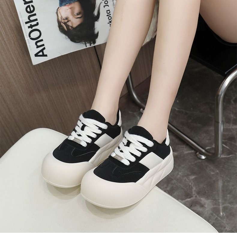 Ddmysports Melad Big Bread For Women New Spring And Autumn Thick Bottom Eight Increasing Student Versatile Round Ead Trendy Board Shoes Outdoor