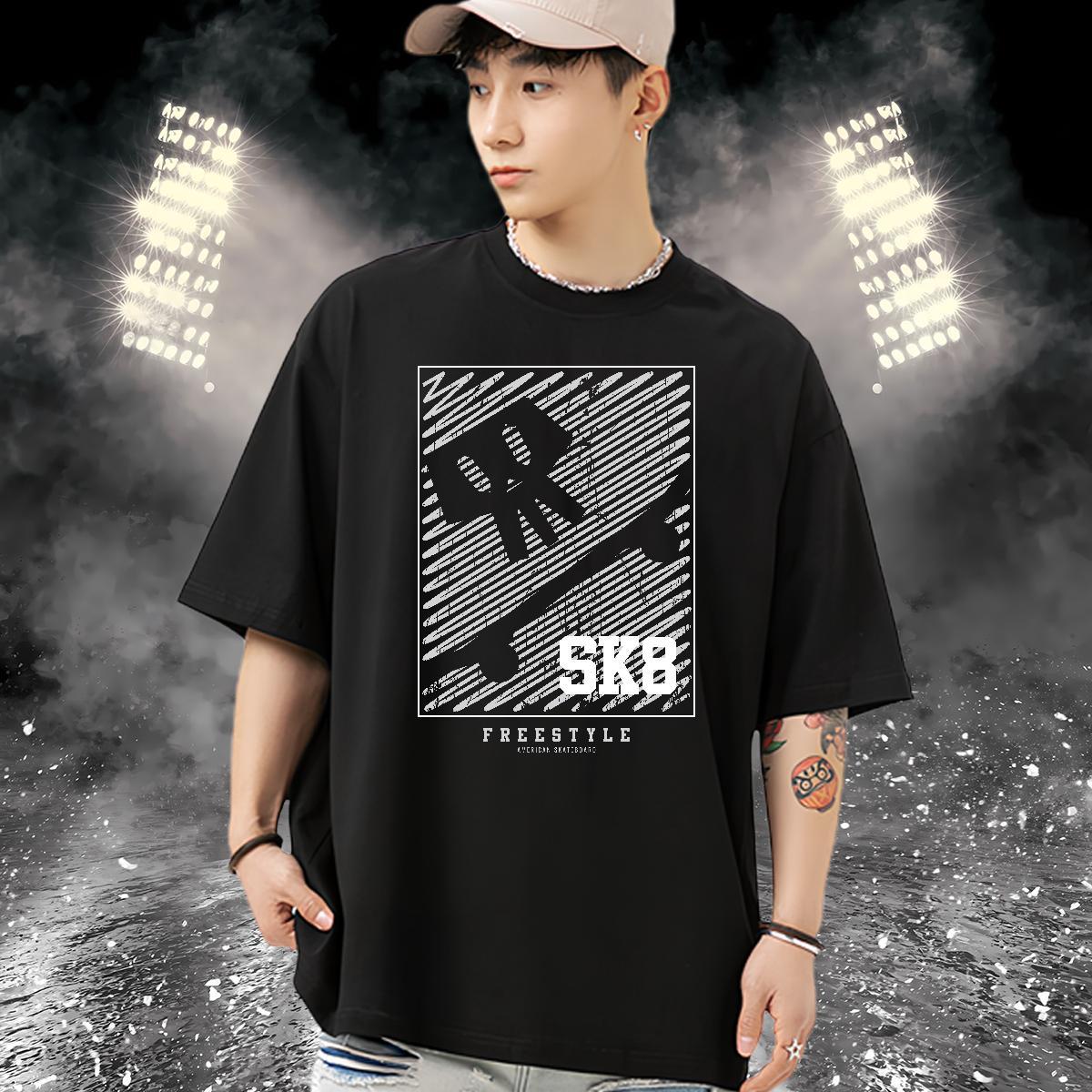 New Designer T-Shirts skull Top Tees 230g Cotton Summer Casual Brand Custom Print Oversized O-Neck Short Sleeve Men Tops Tees
