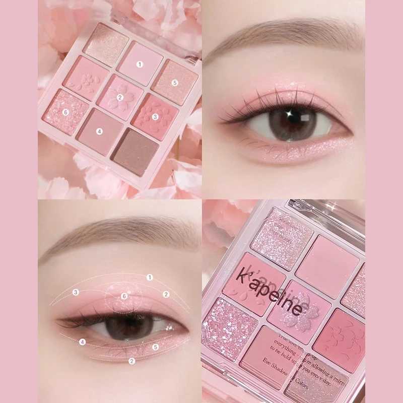New Nine-color Eyeshadow Palette Glitter Pearly Matte Pigment Eye Shadow Long Lasting Sweet girl Peach makeup CosmeticCL240812