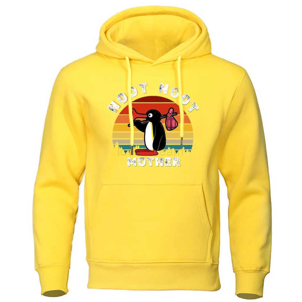 Noot Pingu Retro Funny Hoodie Oversized Aesthetic Ulzzang Cute Graphic Clothing Loose Breathable Sportswears Warm CoatsXJ240812