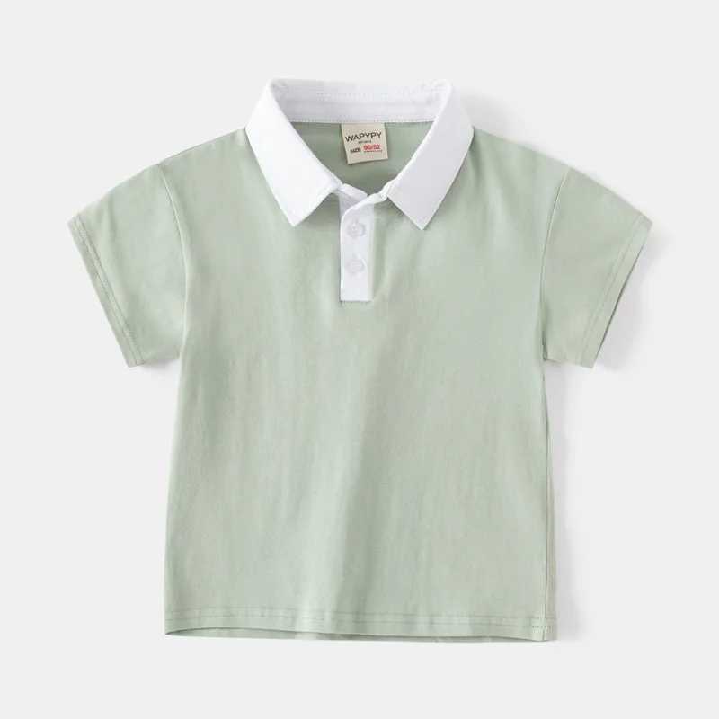 2024 Summer New Kids Short Sleeve T-shirt Boys Contrast Color Polo Shirt Fashionable Breathable Cotton Ages 3-8 4 ColorsXJ241225