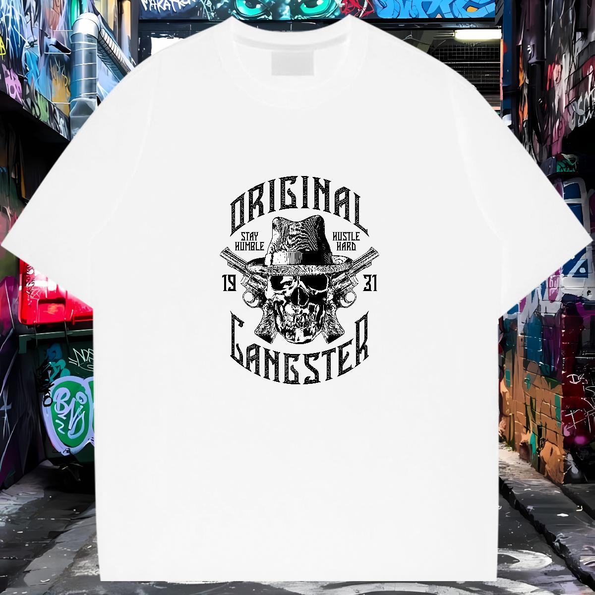 Factory Direct T-Shirts for Men skull Tees Shirts 230g Pure Cotton Summer Casual TOP Quality Plus Size Cartoon Breathable Short Sleeve Tshirts