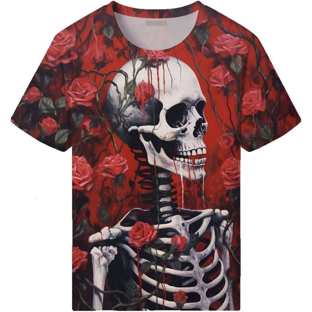 Halloween Mens T shirt Skull Graphic T-Shirts Novelty 3D Flower Printed Shirts Summer Fashion Top shirts tshirt graphic tee Casual tops summer clothes
