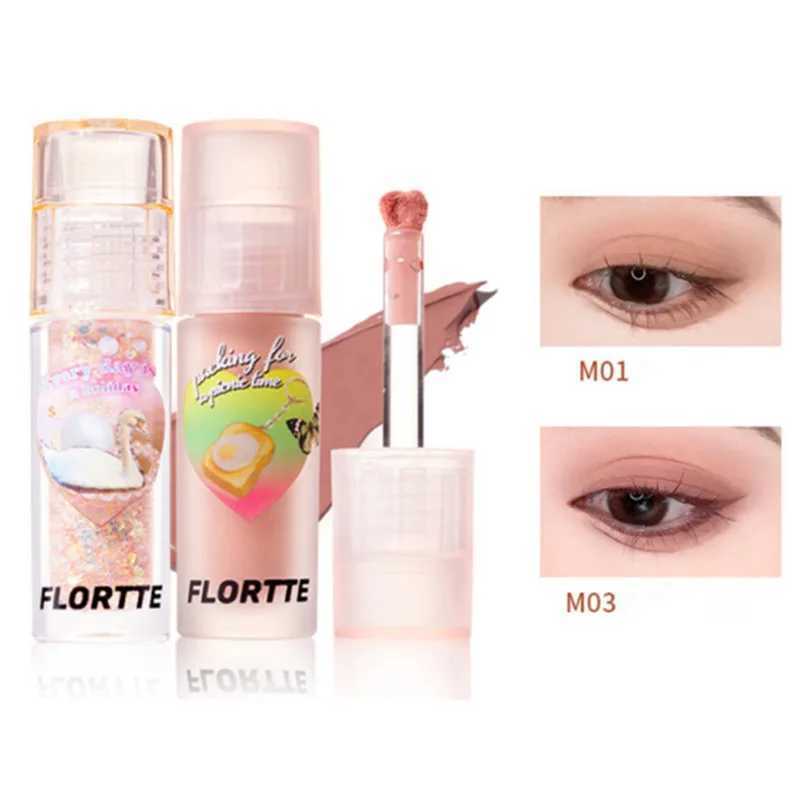 Flortte Glitter Liquid Eyeshadow Matte Highlighter Waterproof Pearlescent Shiny Eye Shadow Sequins Lying Silkworm Eye ApplicatorCL240812