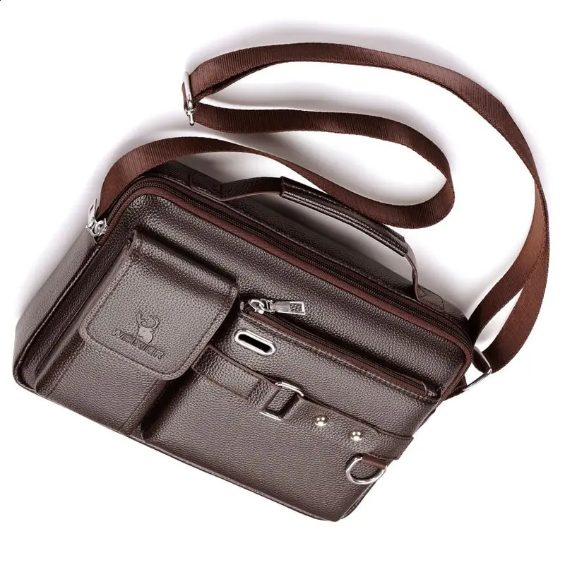 fashion mens shoulder bag portable PU leather handbag briefcase selling 240810