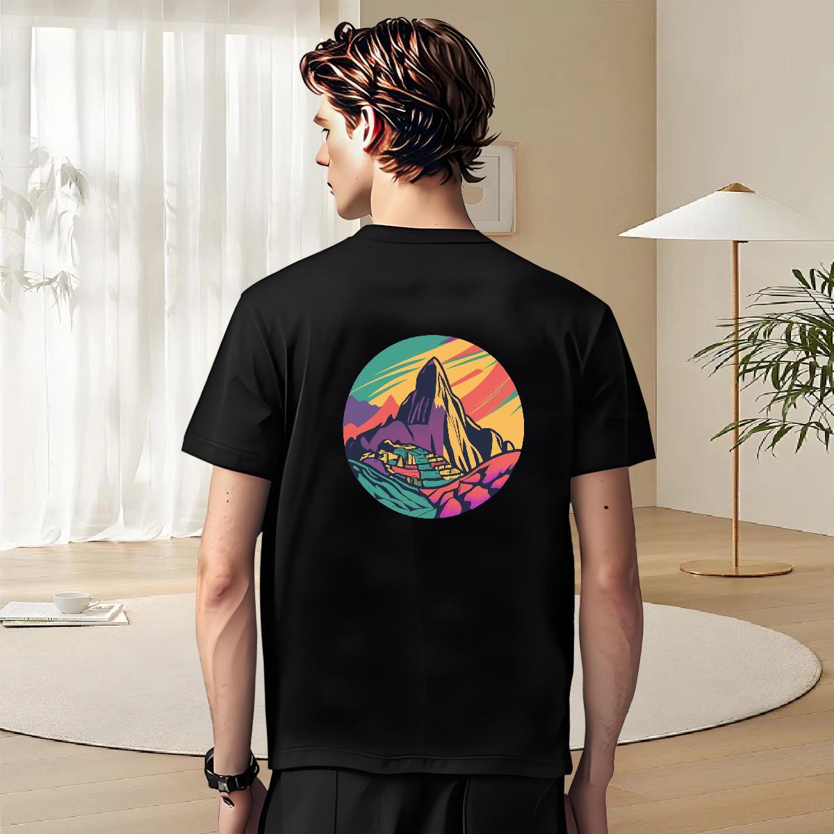 Fashion Man T Shirts mountains Wear 230g 100% Cotton Street Wholesale Skull Pure Cotton Men Tees
