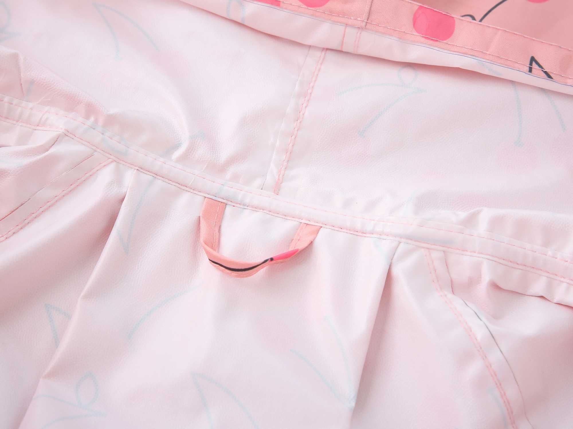 Pink Cherry Children Raincoat Childrens Rain Coat Kids Boy Girl Tour Light Waterproof Soft Rainwear Raincoats Y240810