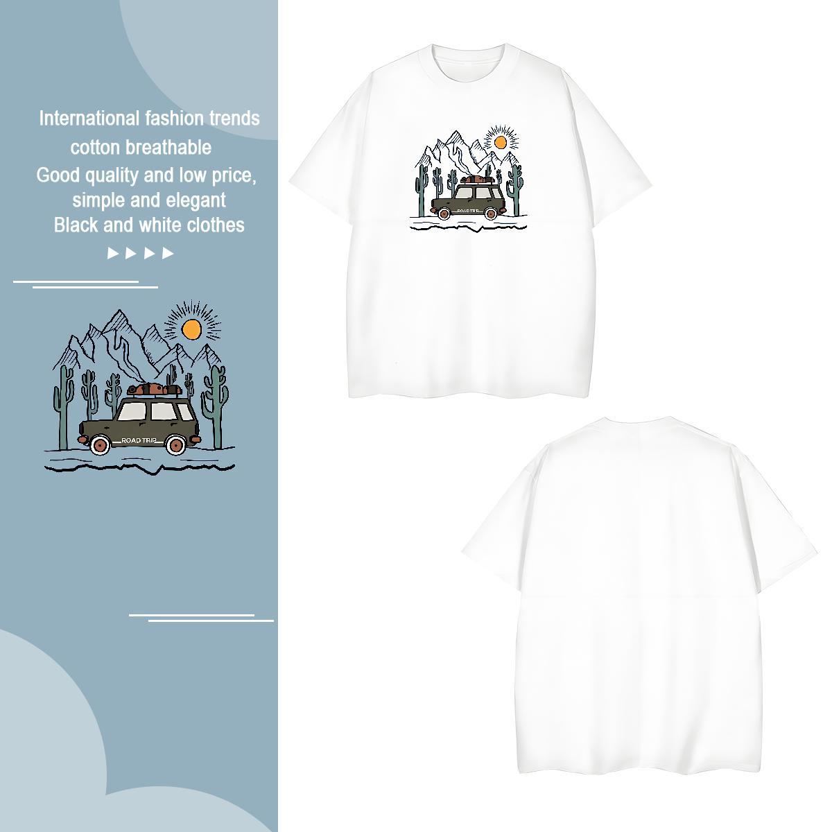 Designer Tshirts mountains 230g 100% Cotton High Street Hip Hop Breathable Short Sleeve T Shirt For Man Plus Size Custom 2024 Tops Tees