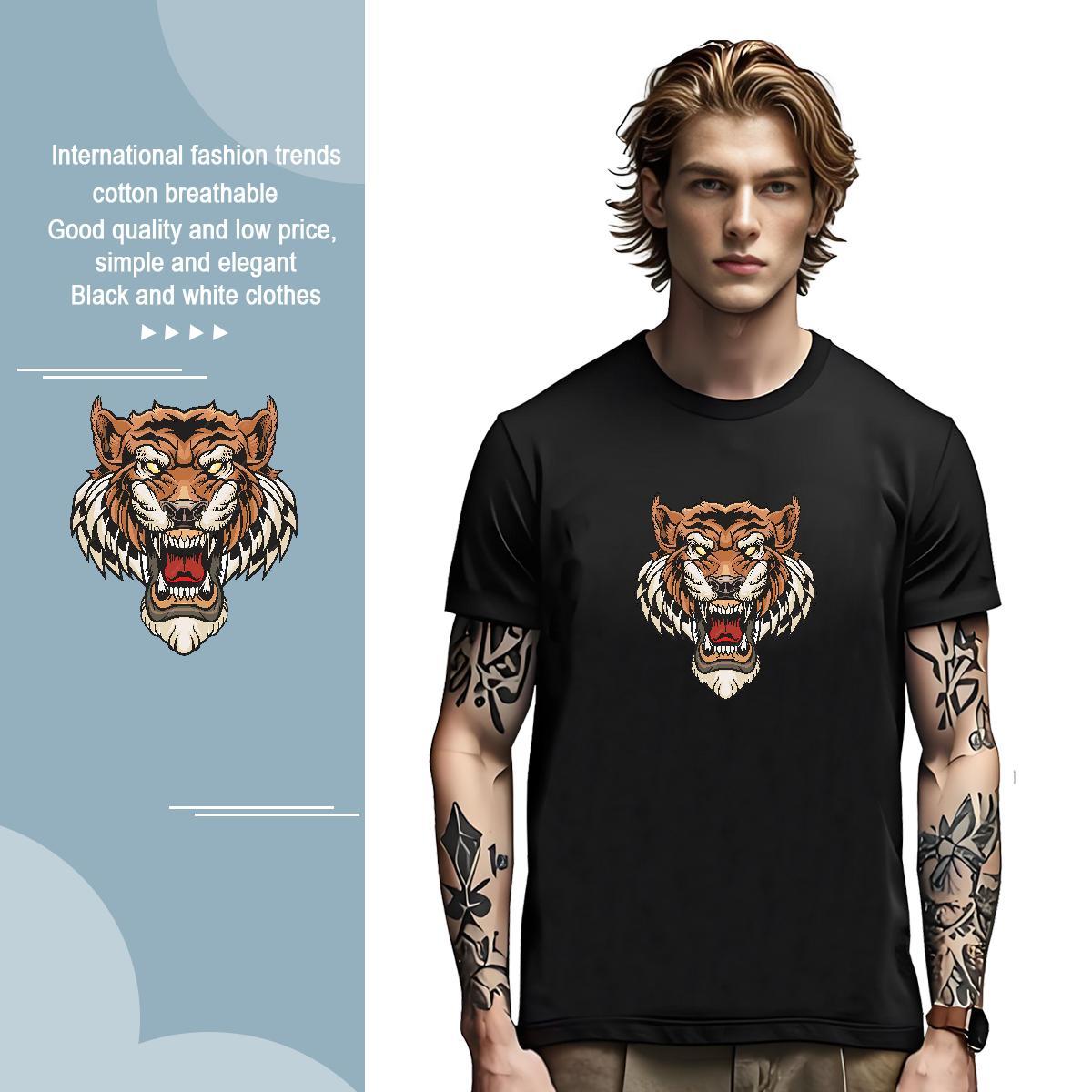 T-Shirts 230g Pure Cotton tiger Daily Outfit O Neck Short Sleeves Custom Printing Mens Tshirts Wholesale Free Shipping Wear