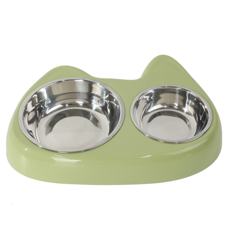 Pet size eye double choking anti slip small and medium-sized slow food stainless steel dog bowl