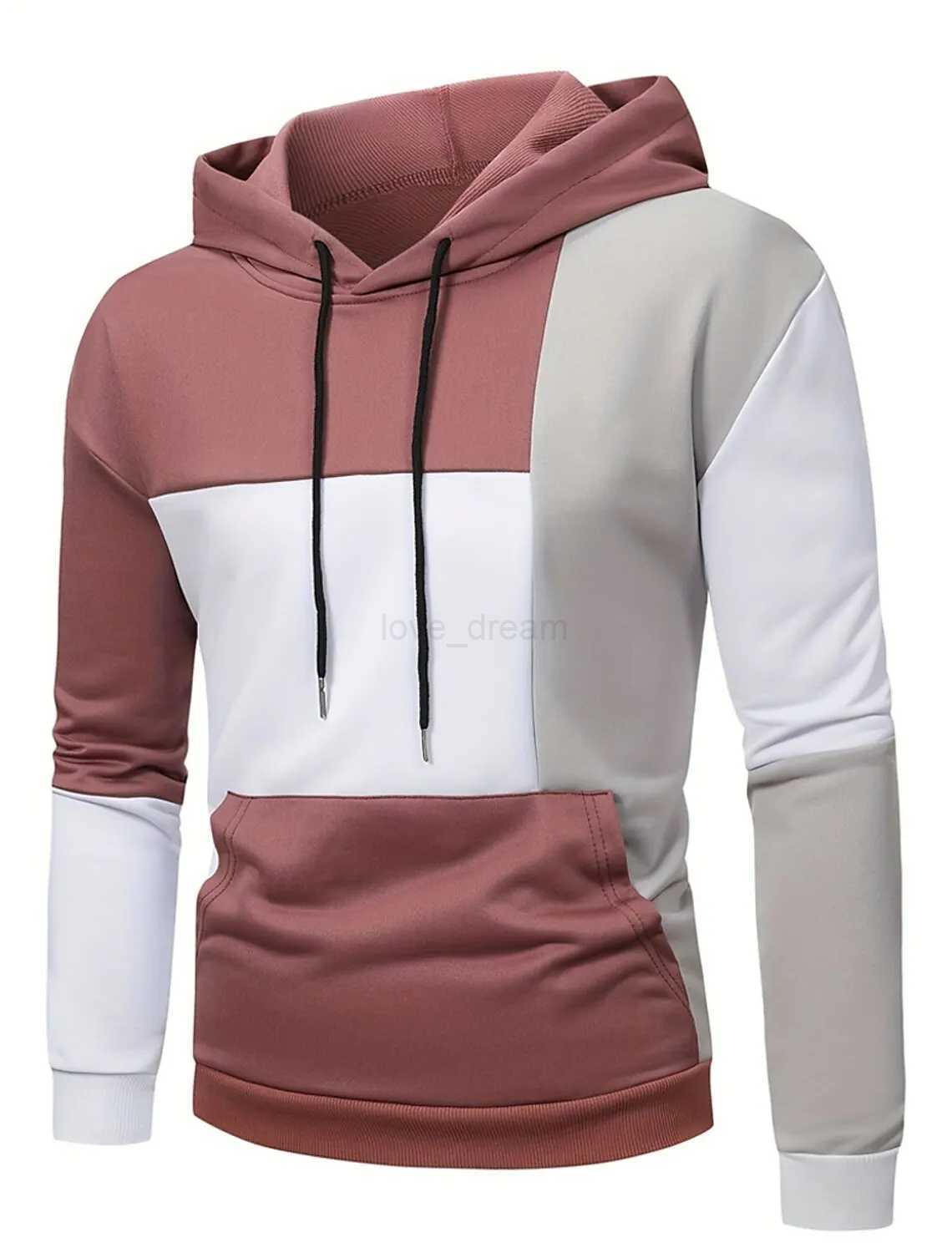 Mens Hoodie Hooded Color Block Pocket Sports Outdoor Streetwear Cool Casual Spring Fall Clothing Apparel Hoodies SweatshirtXJ240812
