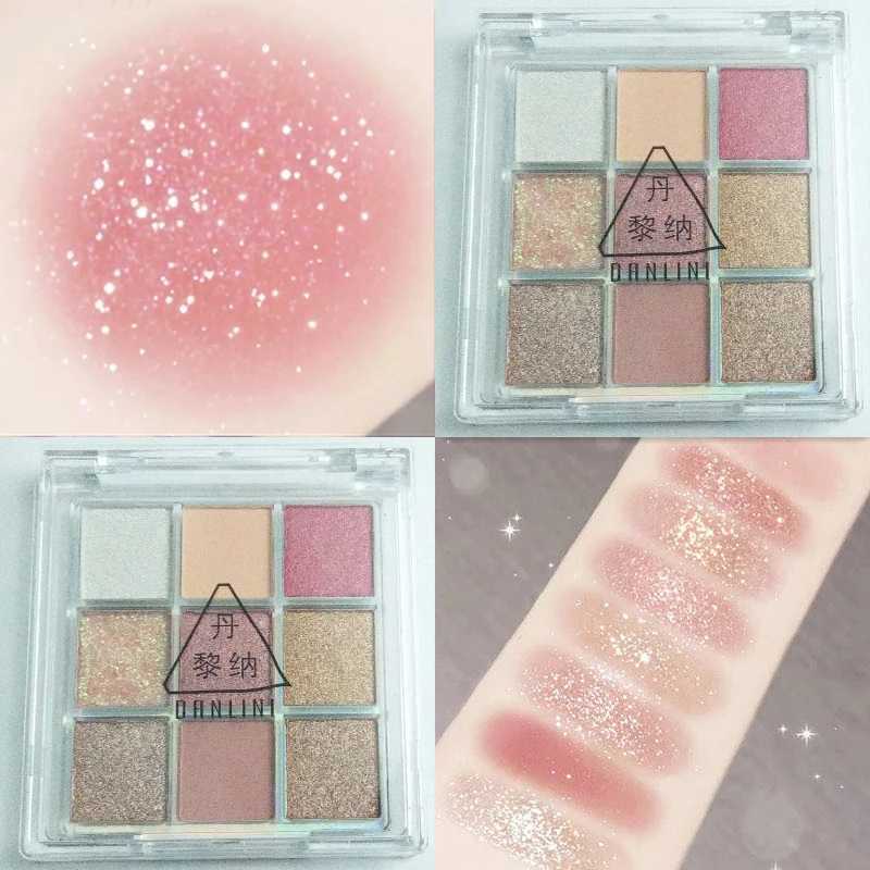 9 Color Eyeshadow Palette Pearlescent Matte Earth Transparent Grid Eyeshadow Nine-color AcrylicNine Square Peach Charming MakeupCL240812