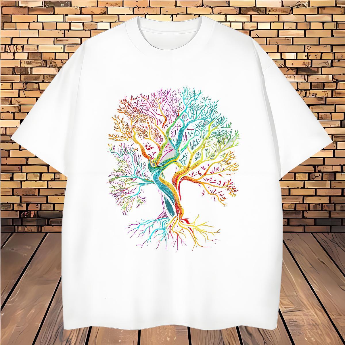 2024 100% Cotton 230g T Shirts Men tree Sport Men Tshirts Tops Breathable Cool DIY Logo Oversized