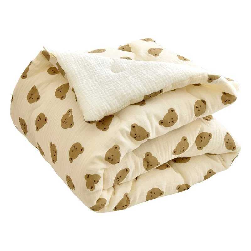 Dropshipping Korean Baby Quilt Pure Plain Cotton Blanket Baby Four Seasons Warm and Soft Swadle Packaging BeddingW240810