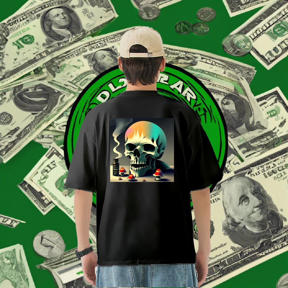 2024 T Shirts Men skull Tees Shirts 230g Cotton High Street Hip Hop Unisex Skull Breathable Couples T Shirts