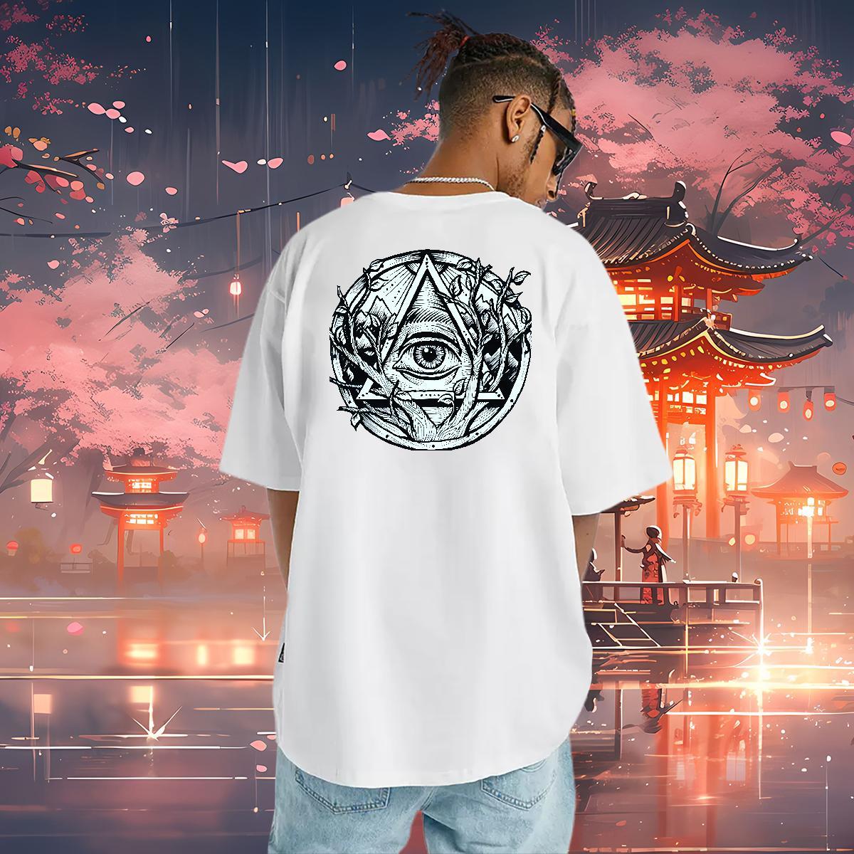 2024 DIY Mens T Shirts eye of the devil Wear 230g Pure Cotton Casual Daily Wear Soft White Plus Size Breathable Men Tops Tees