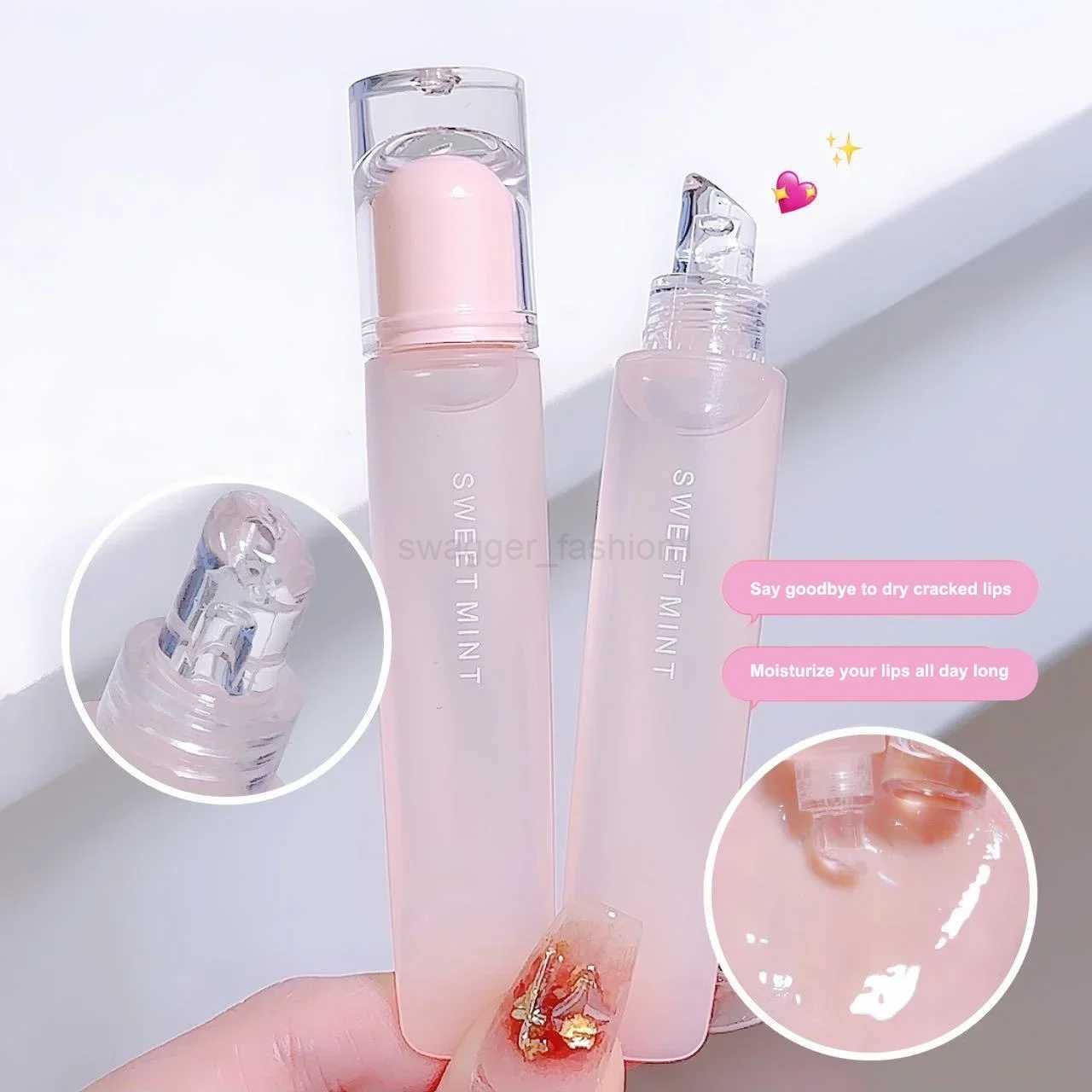 Jelly Pigment Tube Lip Oil Moisturising Lasting Plumping Lip Treatment Transparent Liquid Lipstick Water Light Sealer Base StickXJ240812