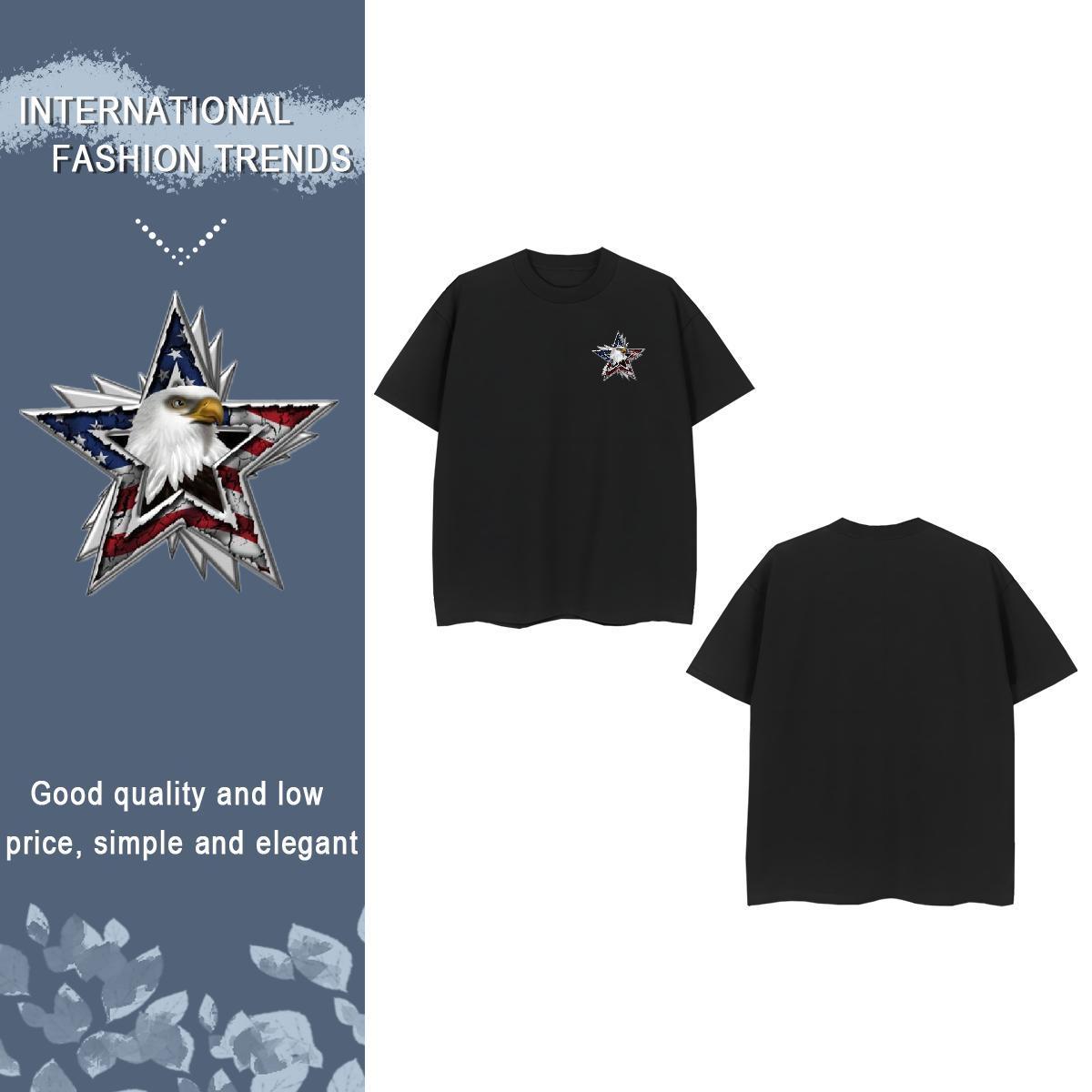 Men T Shirts 100% Cotton 230g eagle Hip Hop Street Crew Neck Breathable Custom Print Plus Size Men Clothes T-Shirt Stylist Popular Tees Shirts