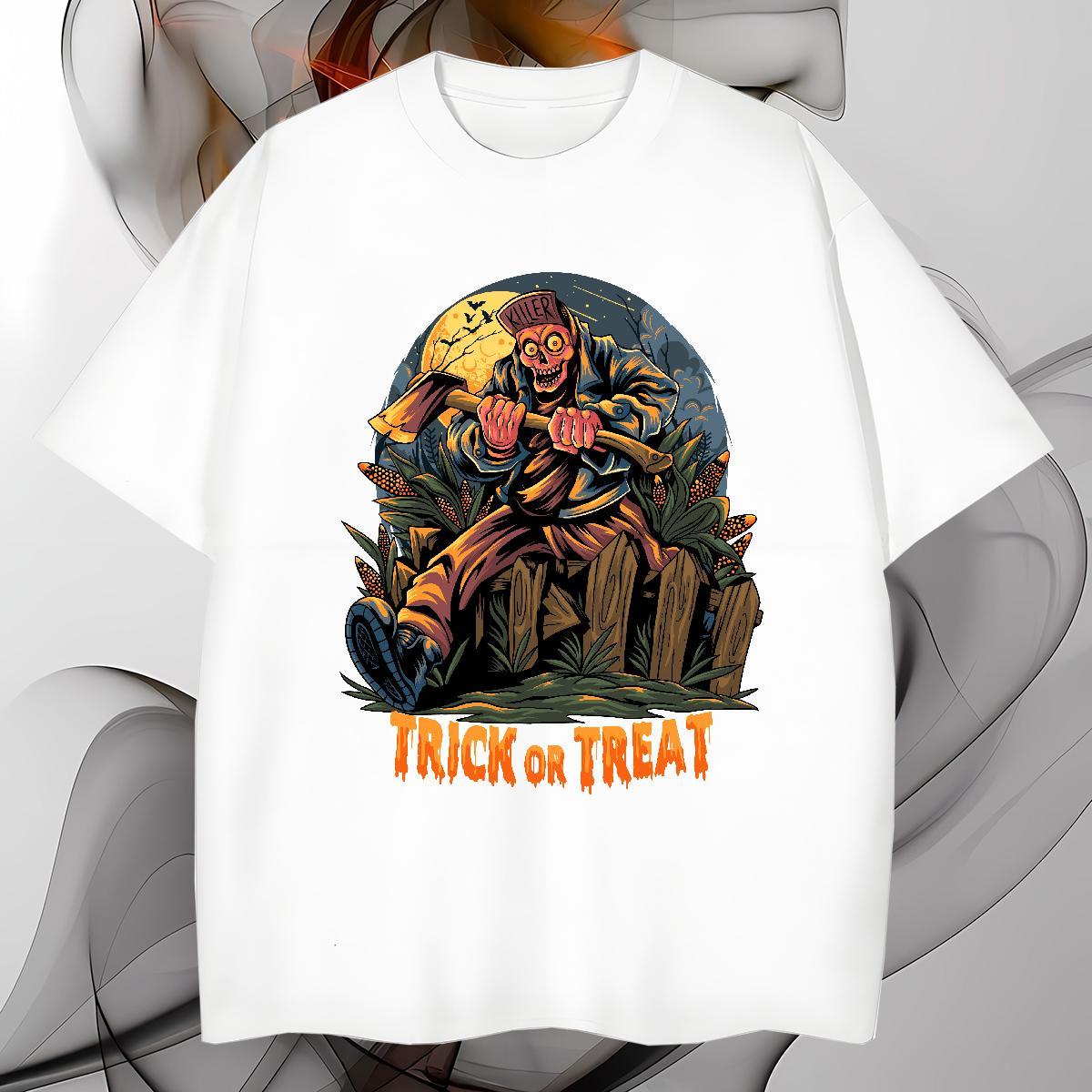 Brand T-Shirts for Men Halloween Breathable Crew Neck Summer Casual Anime 230g Pure Cotton Couples T Shirts New Tshirts