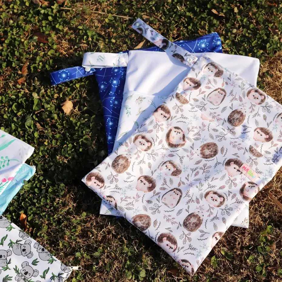 30x40cm wet bag baby diaper bag waterproof dry diaper 2 zipper handbag handcart handbag travel outdoor wet diaper storage bag W240812