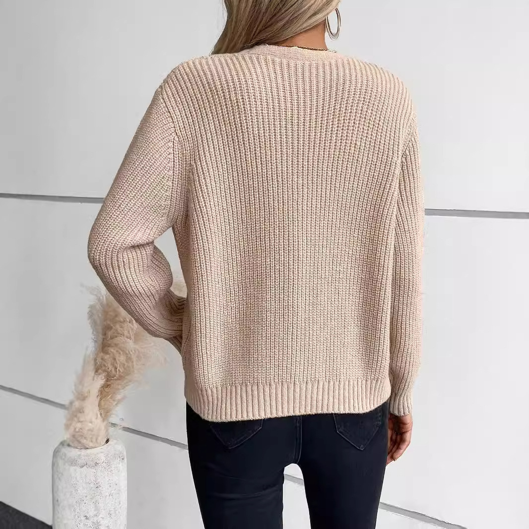 Maomao Rain Solid Color Fried Dough Twists Knitted Cardigan Autumn and Winter New Single breasted Sweater Women's Jacket H812#45