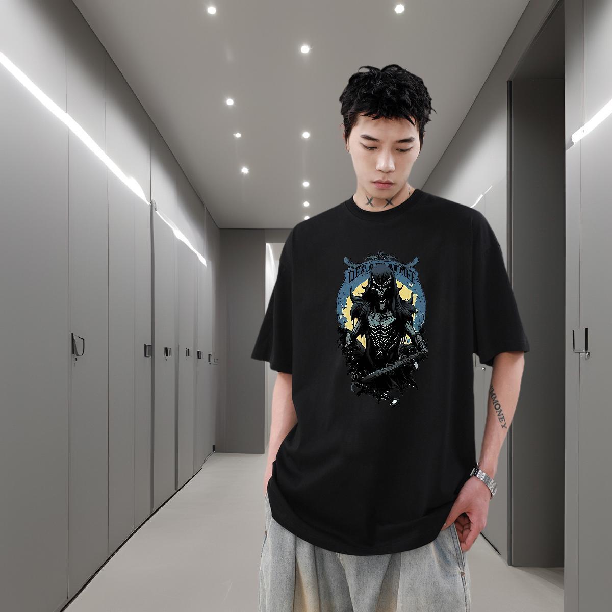 Factory Direct T Shirts Men skull Clothings 100% Cotton 230g Casual Beach Cool Custom Print Plus Size Breathable Short Sleeve Couples T Shirts