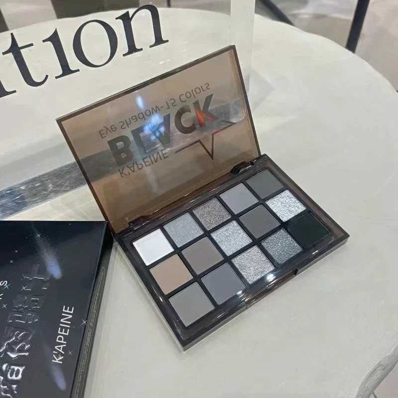 15 Color eye shadow Palette Black Smokey Cool Tone eye shadow Metallic Matte Silver Grey Lasting eye shadow Party MakeupW241212