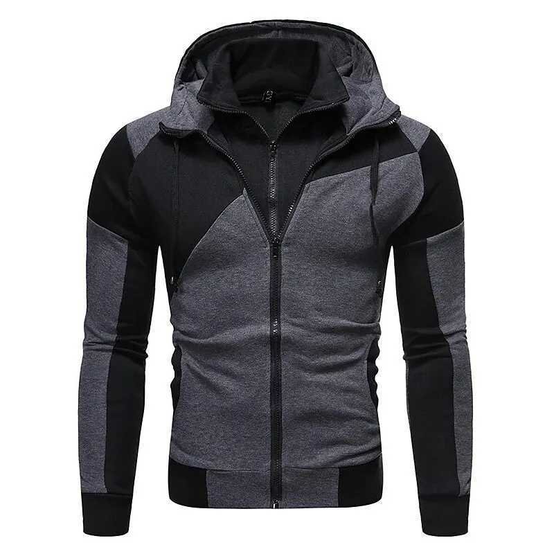Men Hooded Fleece Zip Hoodie Men Thick Solid Color Sweatshirt Mens Casual Hoodies Sportswear Hooded SweatshirtsXJ240812