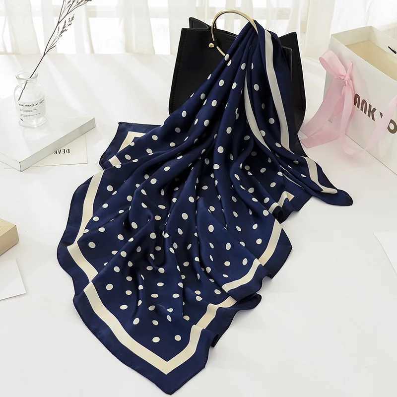 New Fashion Silk Dot Square Scarf 90 * 90cm Womens Neck Hair Tie Strap Bag Knitted Soft Collar Headscarf W240810