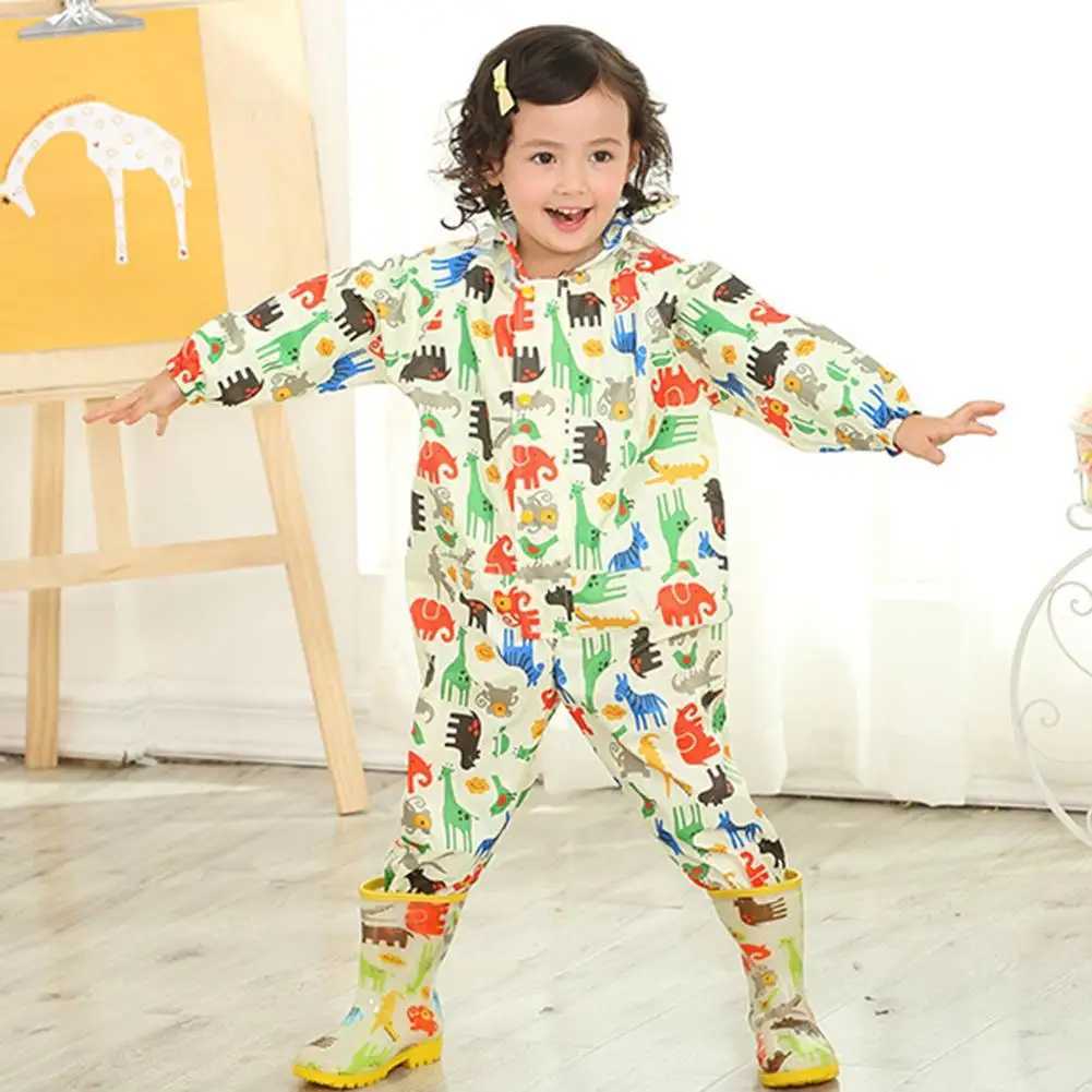 Kids Raincoat Waterproof Rain Poncho Cartoon Dinosaur Children School Student Jumpsuit Rainsuit Boys And Girls Travel Rainwear Y240810