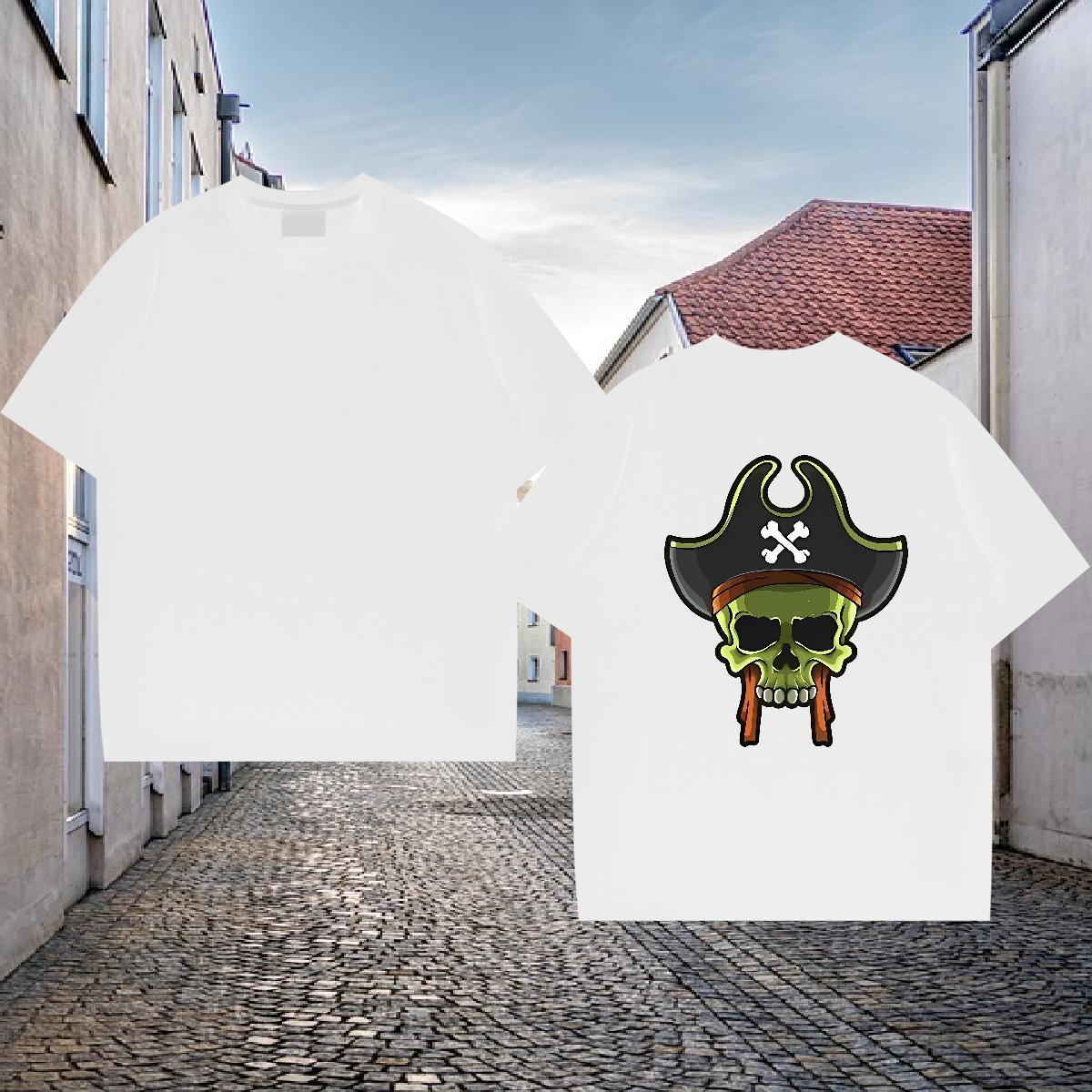 DIY Customized T-Shirts for Men skull Tee Shirt 230g Cotton Street Wear Loose Custom Cartoon Round Neck Short Sleeve Mens Tshirts