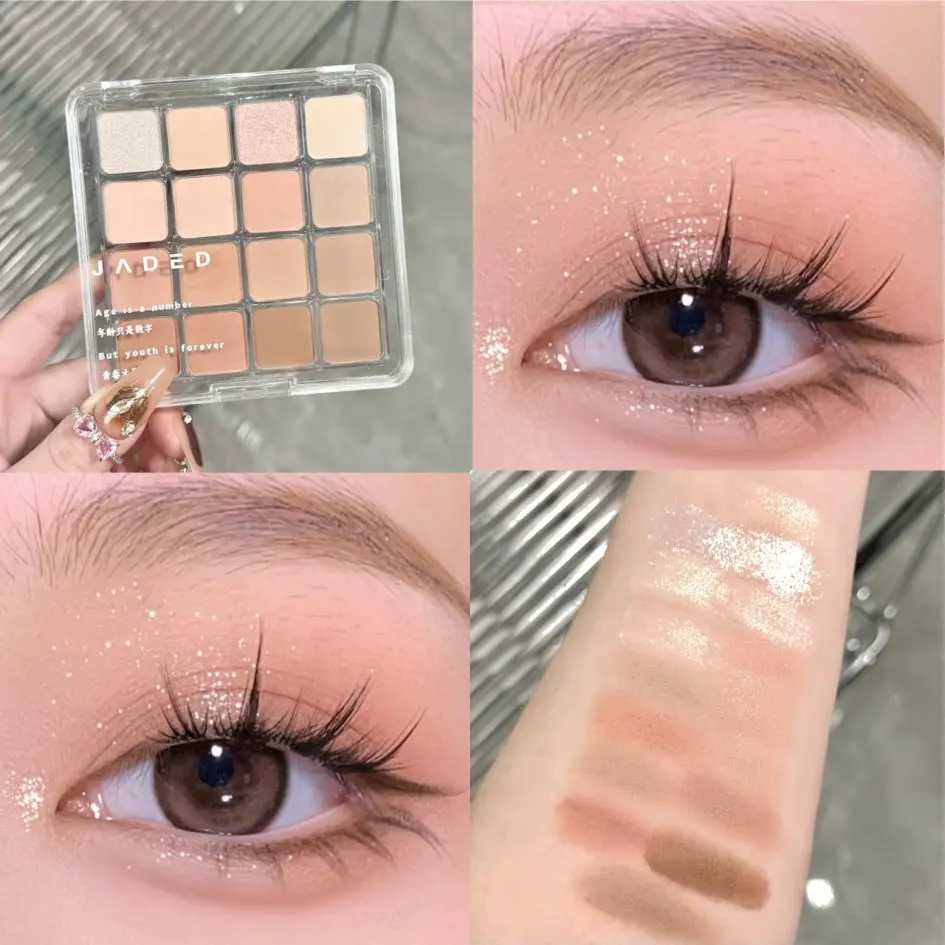 16 color eye shadow palette matte low saturation waterproof glitter pink eye shadow durable eye shadow korean cosmetics newW241212