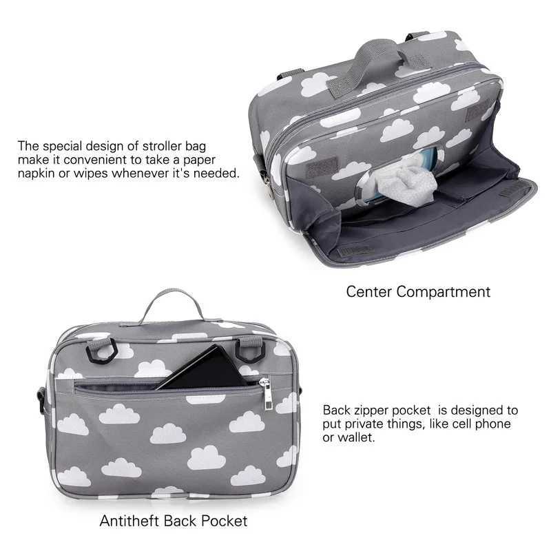 Baby stroller travel portable multifunctional care urine bag polyester waterproof storage bag W240812
