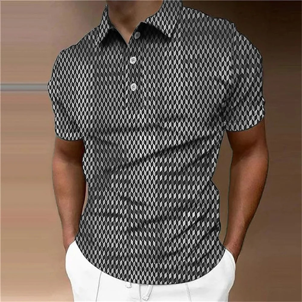 Mens Polo Shirt Golf Shirts Plaid Turndown 3D Print Tees Streetwear Short Sleeve Buttondown Fashion Clothing Casual Blouse Top y240819