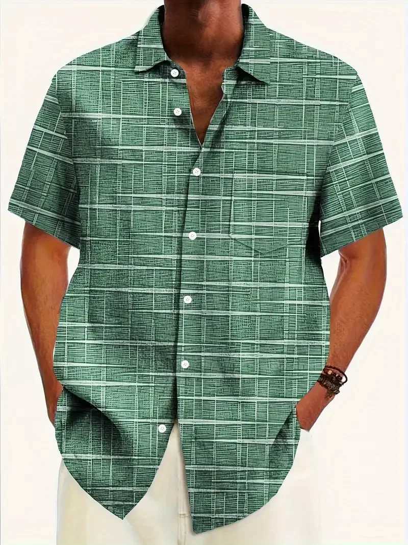 2024 New Mens Vintage Fashion Casual Sleeve Button White Dot Print Pattern Shirt Suitable for Summer Vacation Street WearXJ240812