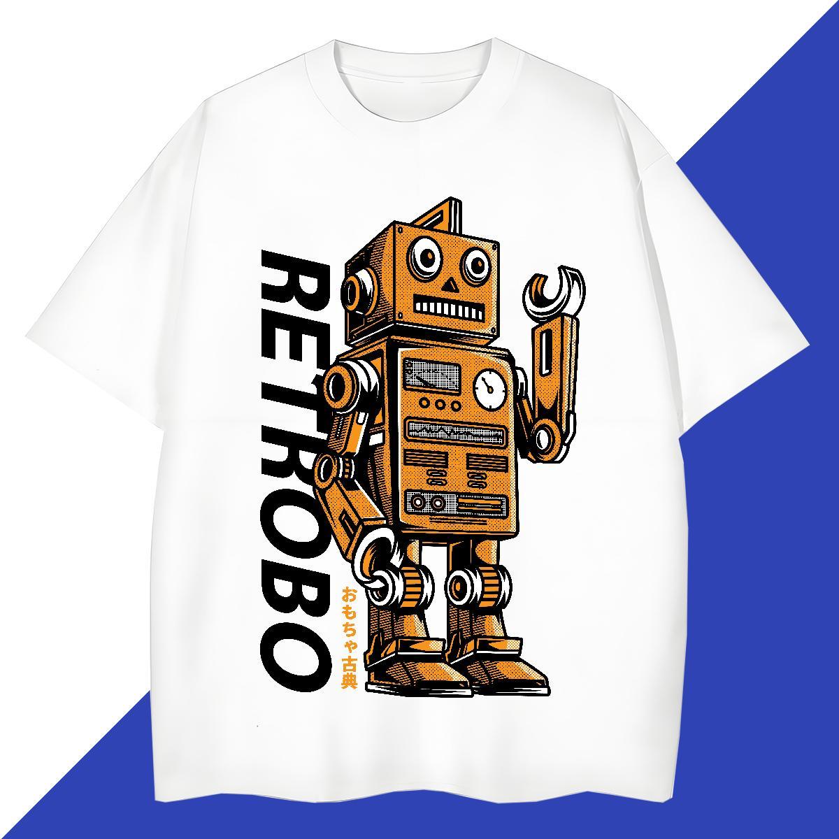 Popular Couples T Shirts Sport 100% Cotton 230g Custom Printing Breathable Crew Neck robot T shirt Brand Tops