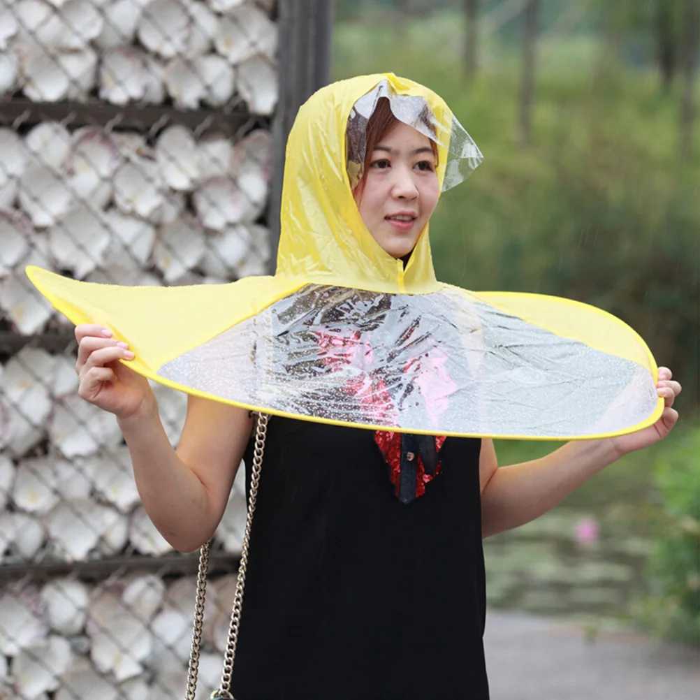 Creative Umbrella Cloak Shaped Children Adult Raincoat Transparent Collapsible Rain Gear for Students Children Man Y240810