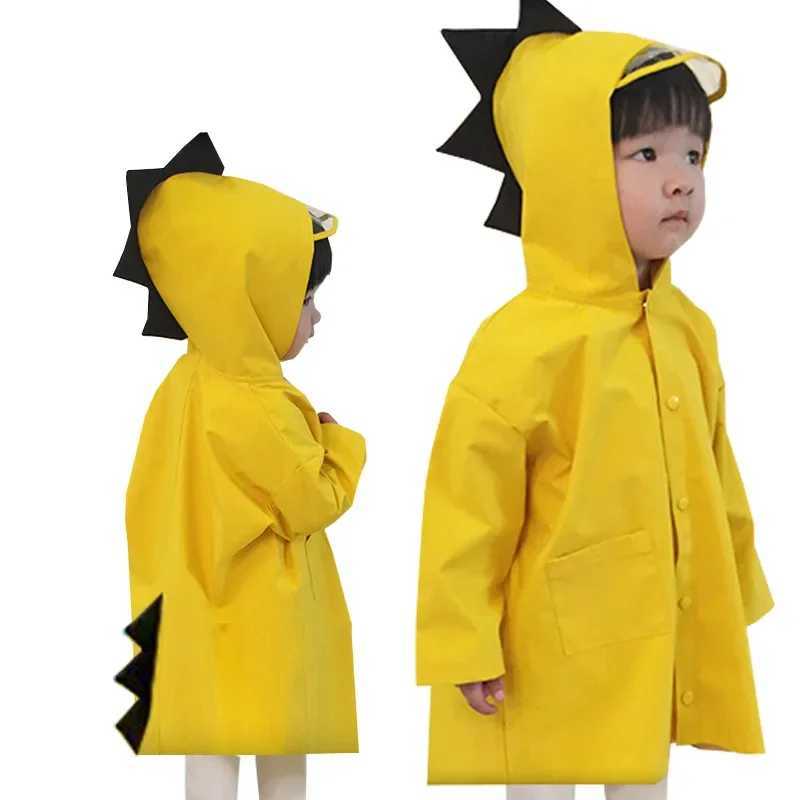 Cute Dinosaur Polyester Baby Raincoat Outdoor Waterproof Rain Coat Children Impermeable Poncho Boys Girls Rain Jacket Yellow Y240813