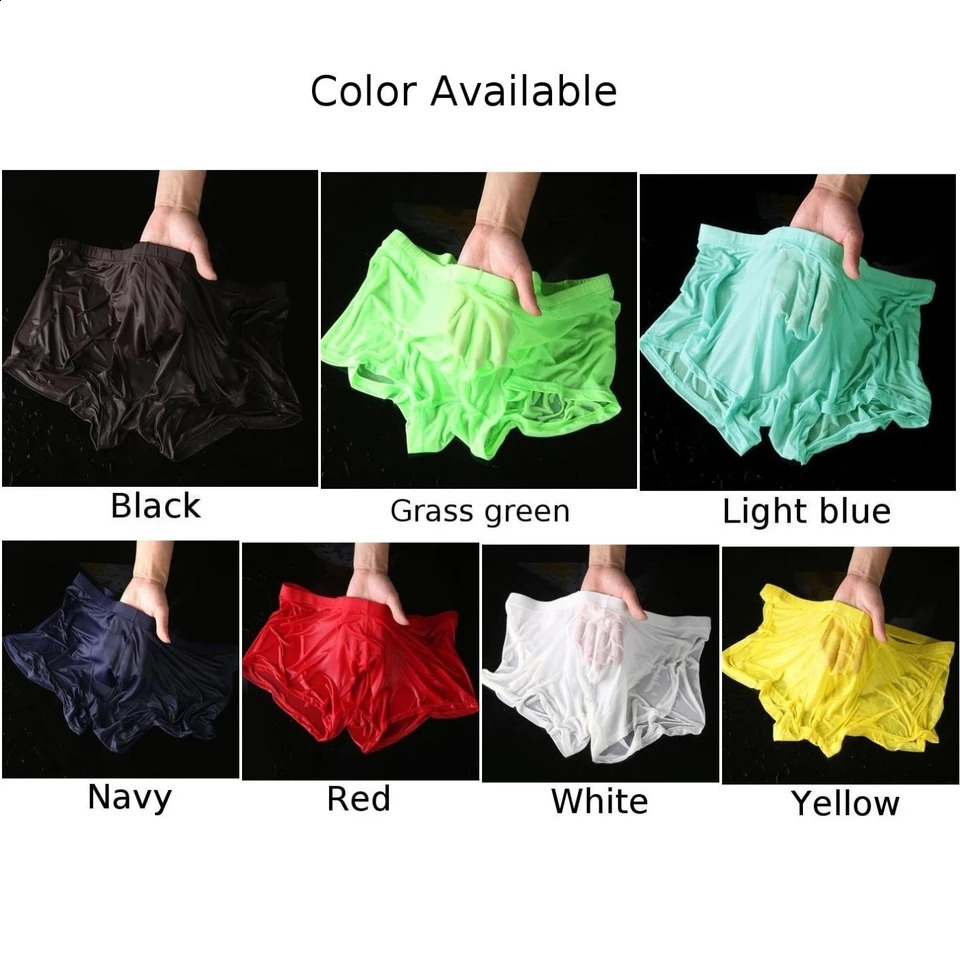 Sexy Wet Transparent Underwear For Men Panties Boxers Thin Solid Color Shorts Trunks Man Boxer Shorts And Underpants 240812