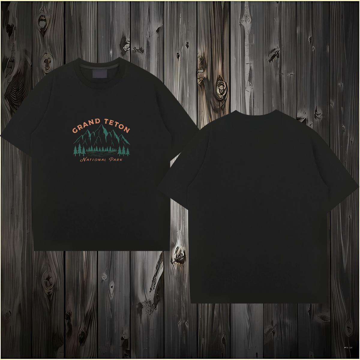 DIY Customized T-Shirts mountains Wear 100% Cotton 230g Daily Wear Cool Design DIY Logo Oversized Short Sleeve Soft Tshirts