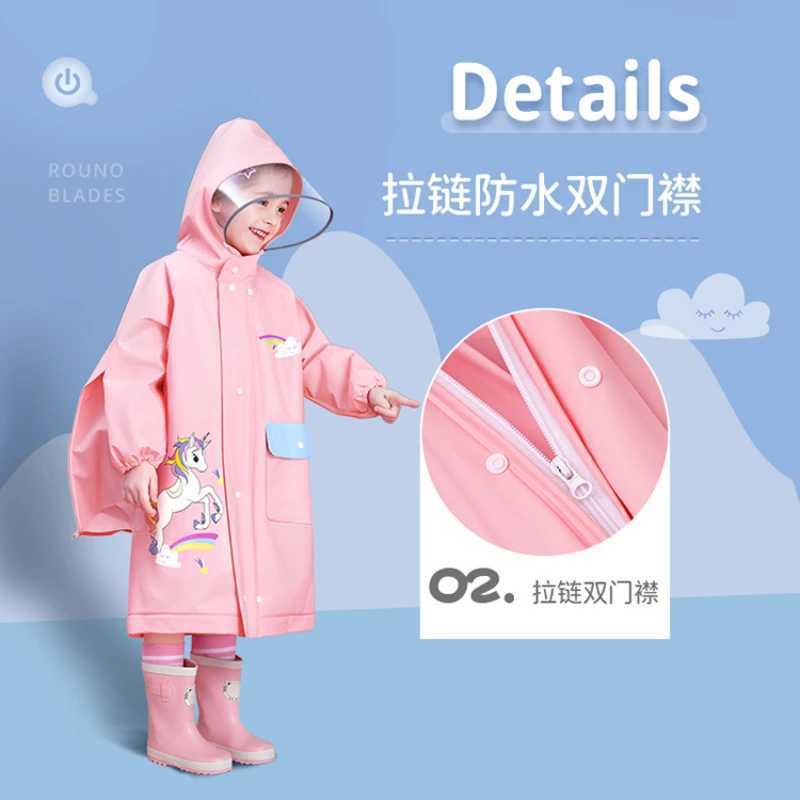 EVA childrens raincoat girls whole body waterproof boys kindergarten pupils poncho with schoolbag Y240810