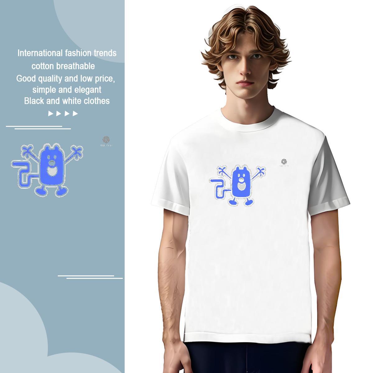 Designer 230g 100% Cotton Men T Shirts funny Home Outdoor Couples T Shirts Clothes Breathable Crew Neck Comfortable Cartoon Printing L-4XL