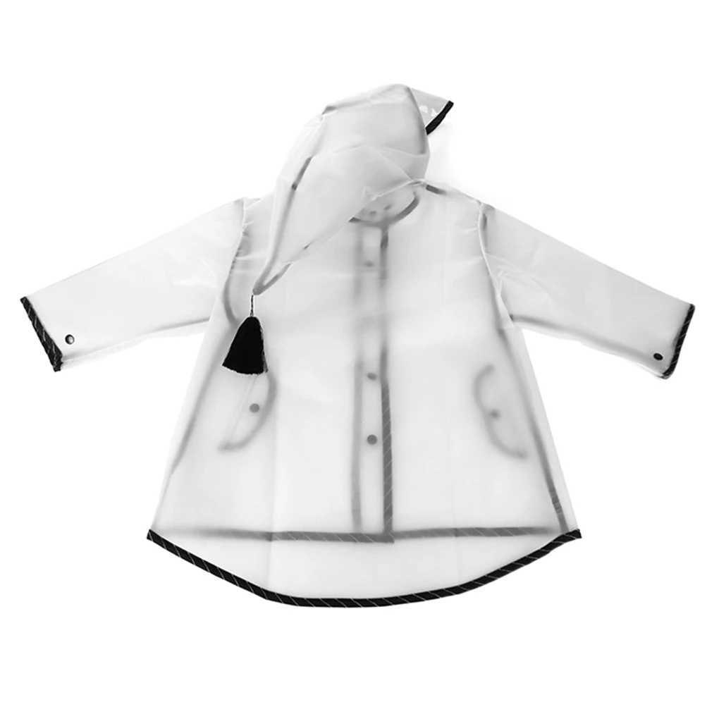 Boy Girl Children Hooded Waterproof 15 Silk EVA Transparent Raincoat Kids Tassel Pointy Hat Clear Rain Coat Outdoor Rainwear Y240810